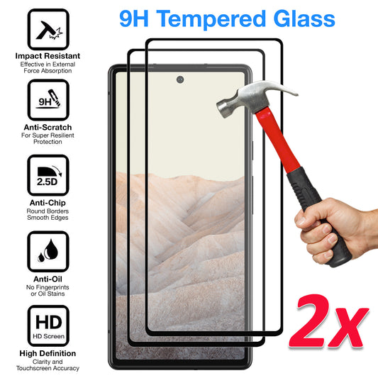 [2 Pack] MEZON Google Pixel 6 (6.4") Tempered Glass Full Coverage Crystal Clear Premium 9H HD Screen Protector