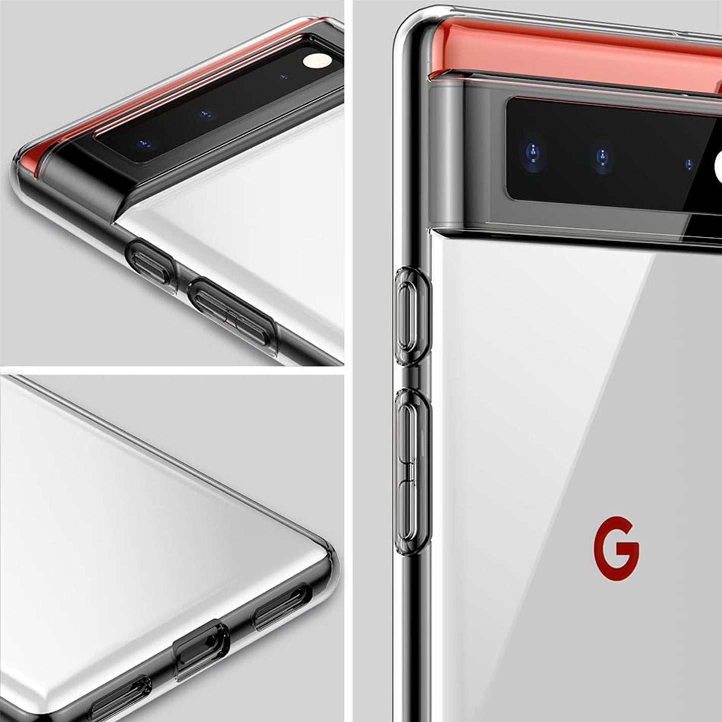 MEZON Google Pixel 6 (6.4") Ultra Slim Premium Crystal Clear TPU Gel Back Case – Wireless Charging Compatible