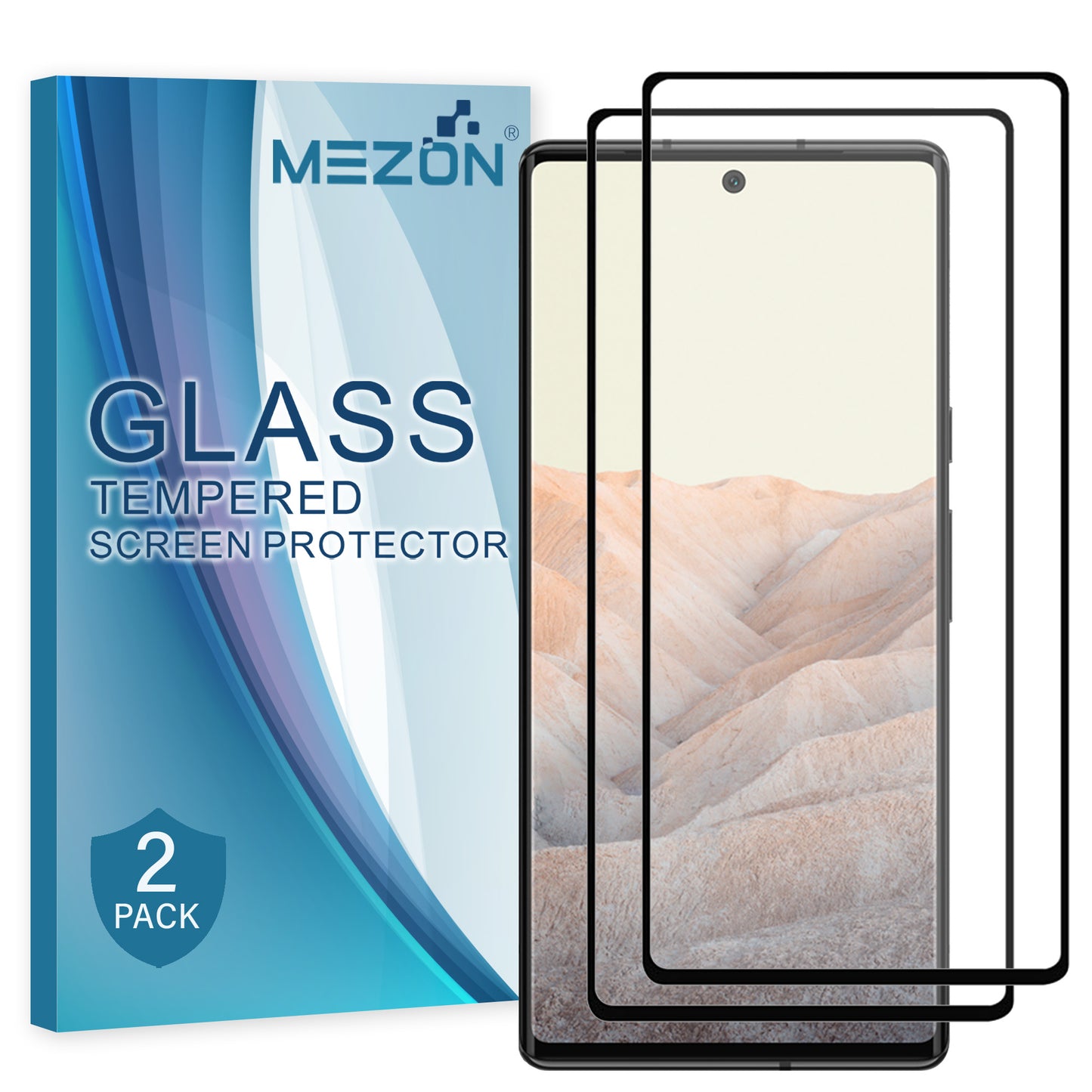 [2 Pack] MEZON Google Pixel 6 Pro (6.7") Tempered Glass Full Coverage Crystal Clear Premium 9H HD Screen Protector