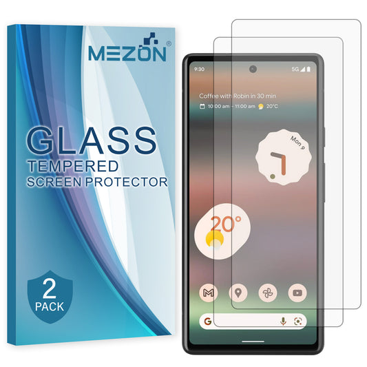 [2 Pack] MEZON Google Pixel 6a (6.1") Tempered Glass Crystal Clear Premium 9H HD Case Friendly Screen Protector (Pixel 6a, 9H)