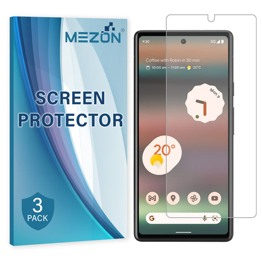 [3 Pack] MEZON Google Pixel 6a (6.1") Ultra Clear Screen Protector Case Friendly Film (Pixel 6a, Clear)