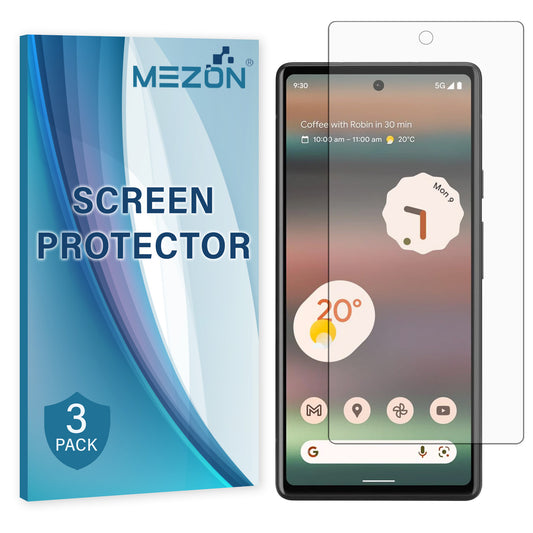 [3 Pack] MEZON Google Pixel 6a (6.1") Premium Hydrogel Clear Edge-to-Edge Full Coverage Screen Protector Fingerprint Sensor Film
