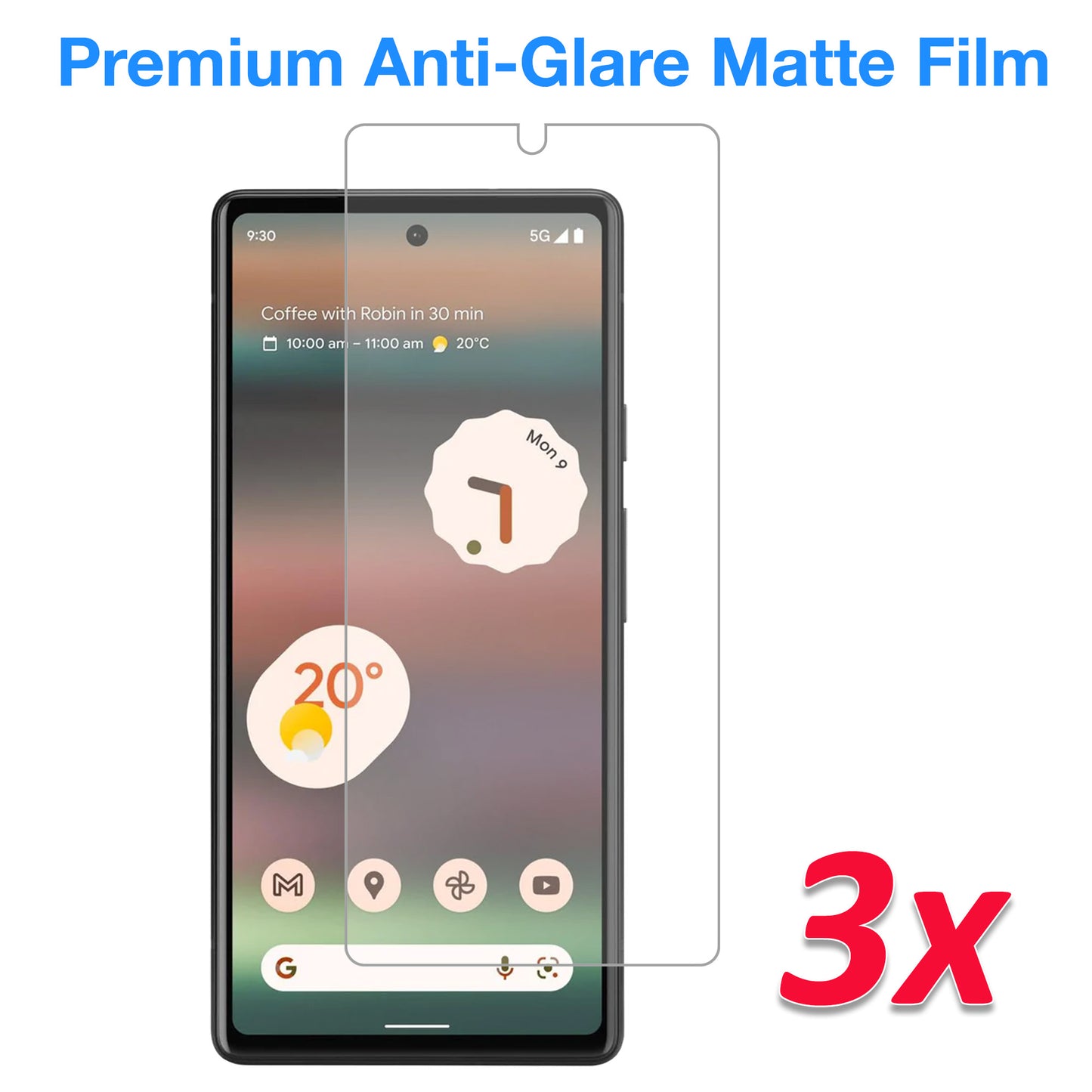 [3 Pack] MEZON Google Pixel 6a (6.1") Anti-Glare Matte Screen Protector Case Friendly Film (Pixel 6a, Matte)
