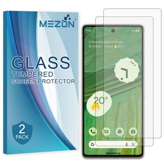 [2 Pack] MEZON Google Pixel 7 (6.3") Tempered Glass Crystal Clear Premium 9H HD Case Friendly Screen Protector (Pixel 7, 9H)