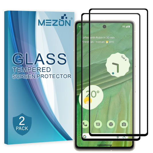 [2 Pack] MEZON Google Pixel 7 (6.3") Tempered Glass Full Coverage Crystal Clear Premium 3D Edge 9H HD Screen Protector