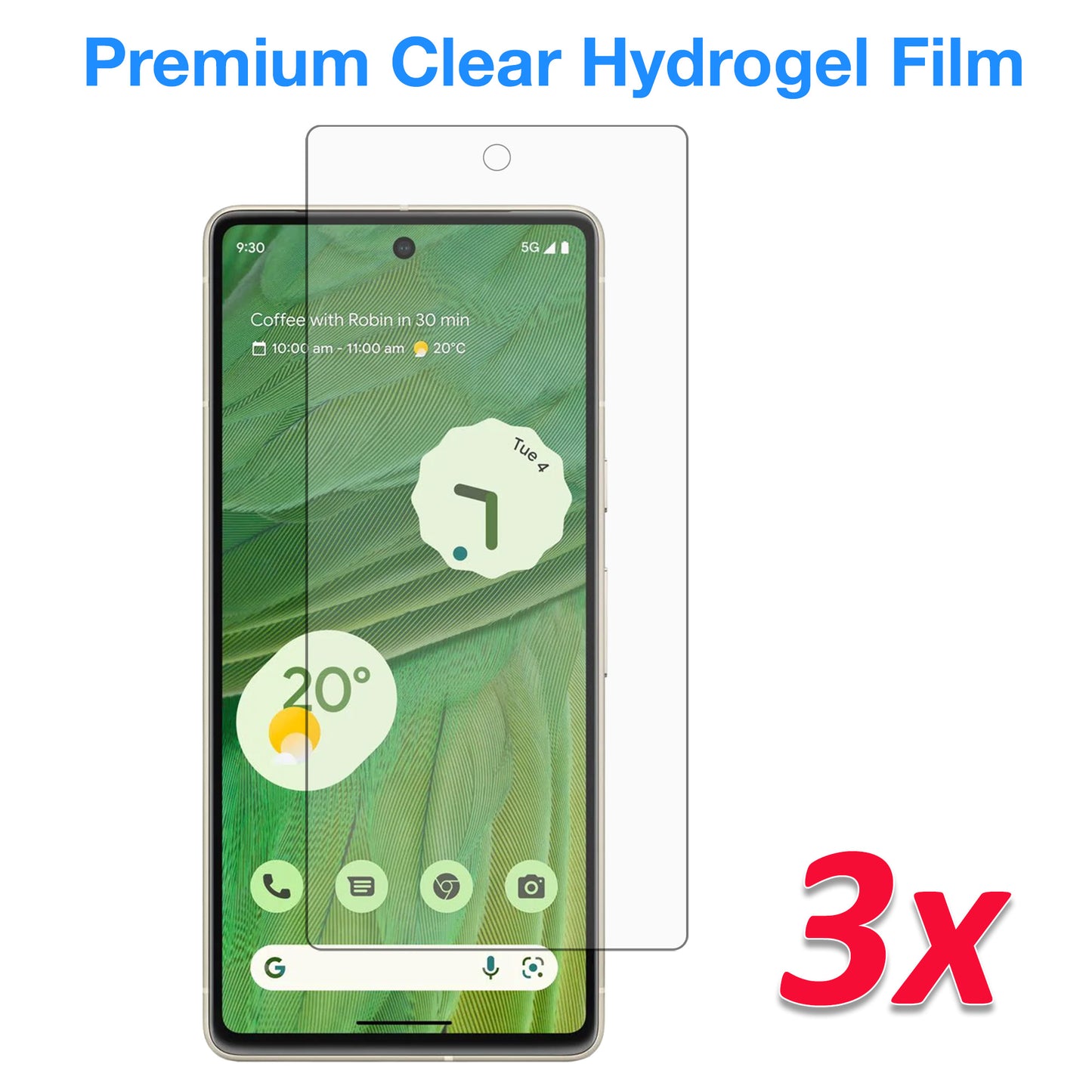 [3 Pack] MEZON Google Pixel 7 (6.3") Premium Hydrogel Clear Edge-to-Edge Full Coverage Screen Protector Fingerprint Sensor Film