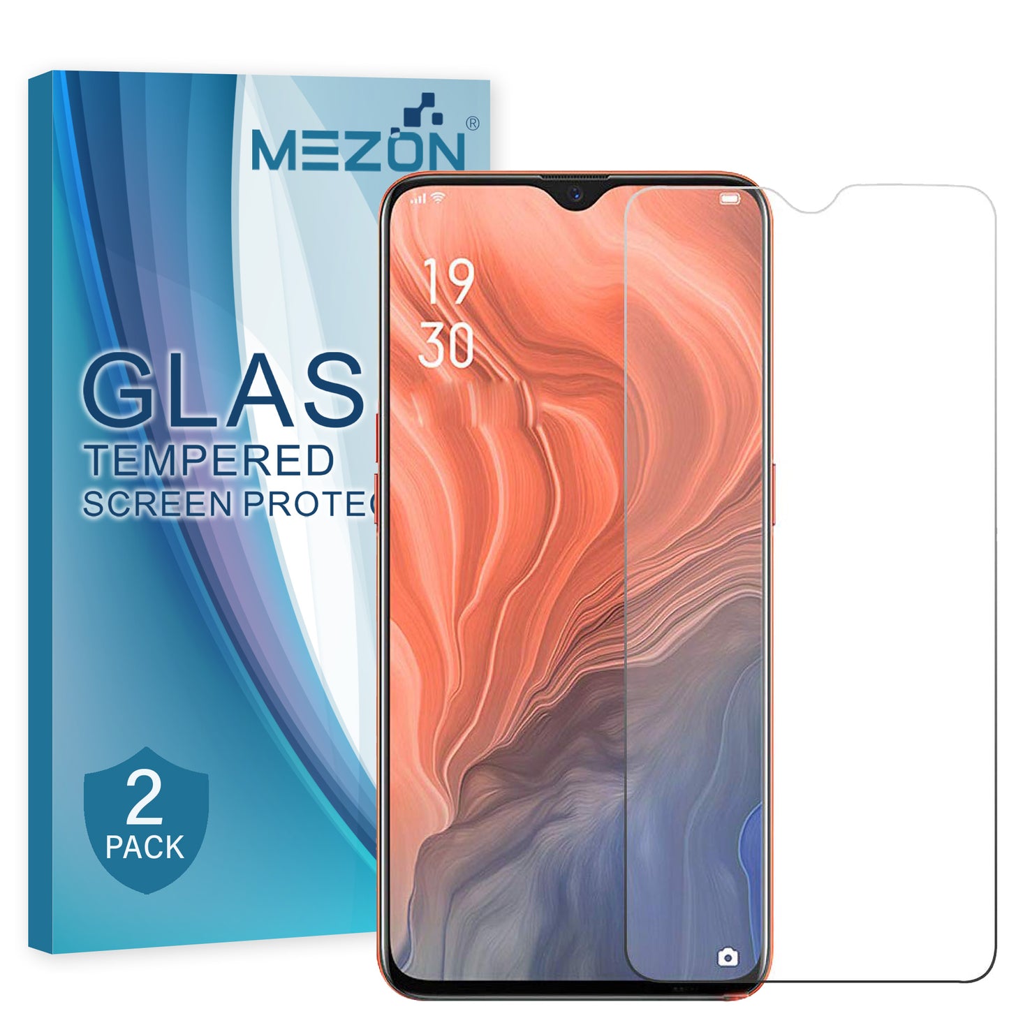 [2 Pack] MEZON Realme 5 Tempered Glass 9H HD Crystal Clear Premium Case Friendly Screen Protector (Realme 5, 9H)