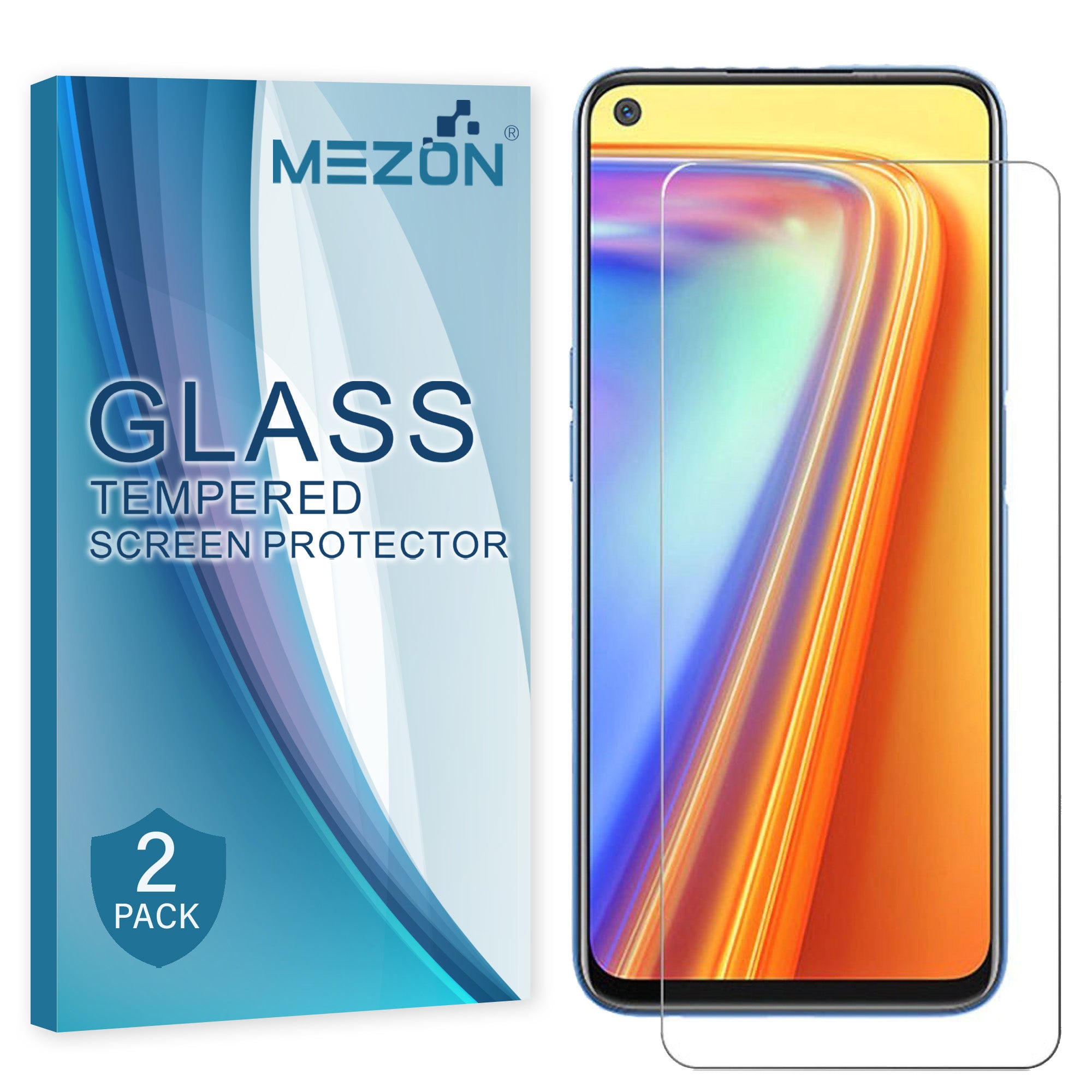 [2 Pack] MEZON Realme 7 5G Tempered Glass 9H HD Crystal Clear Case-Friendly Screen Protector