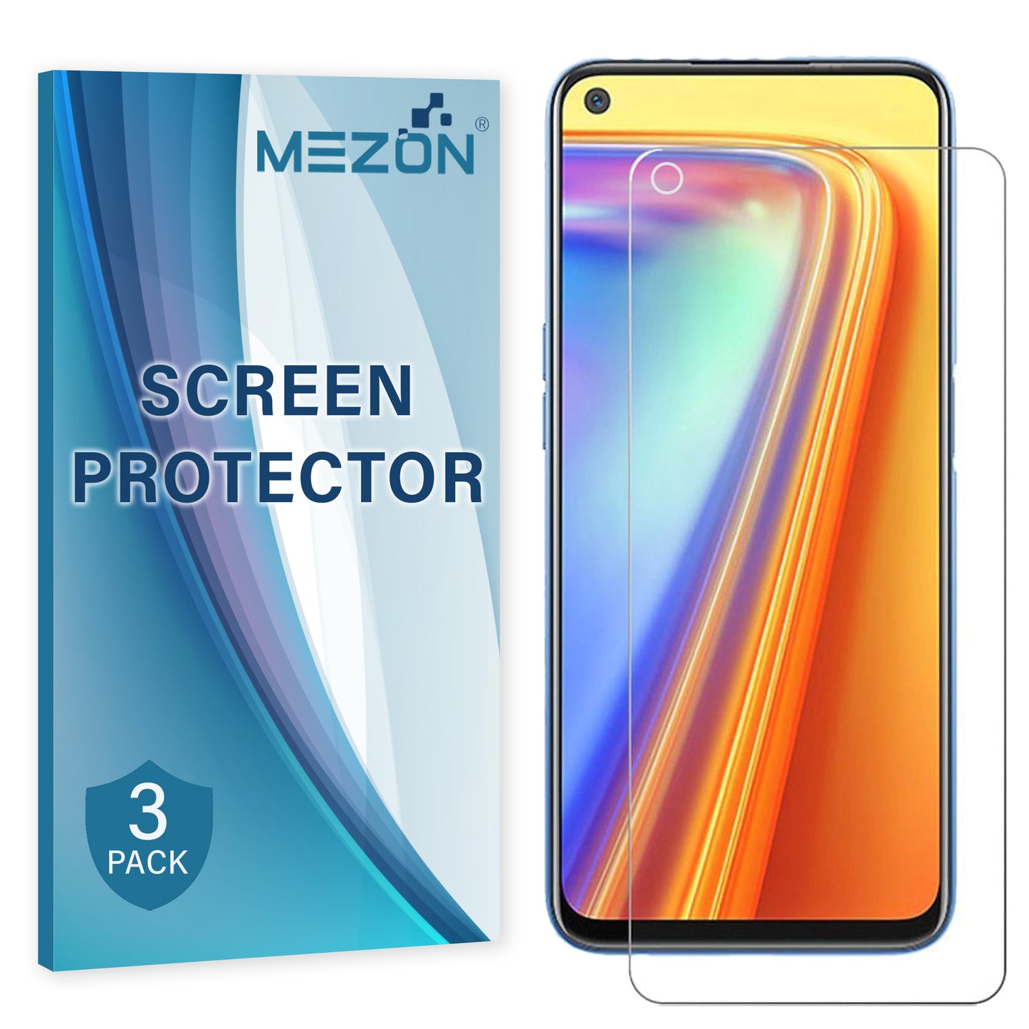 [3 Pack] MEZON Realme 7 5G Ultra Clear Screen Protector Case Friendly Film (Realme 7 5G, Clear)