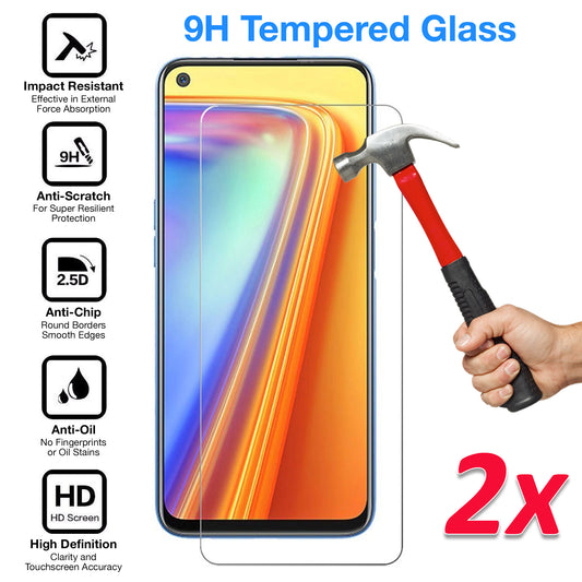 [2 Pack] MEZON Realme 7 Pro Tempered Glass 9H HD Crystal Clear Premium Case Friendly Screen Protector (Realme 7 Pro, 9H)