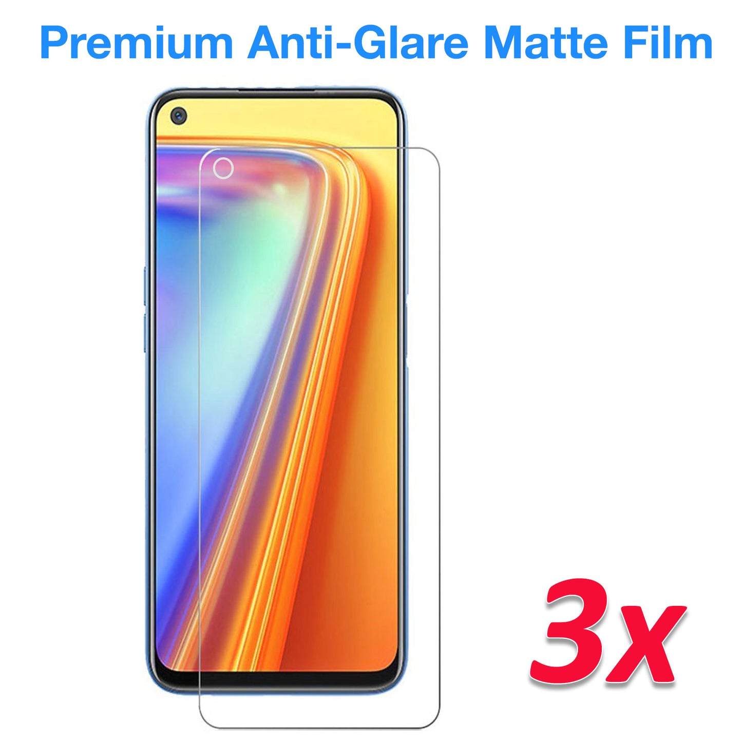 [3 Pack] MEZON Realme 7 5G Anti-Glare Matte Screen Protector Case Friendly Film (Realme 7 5G, Matte)