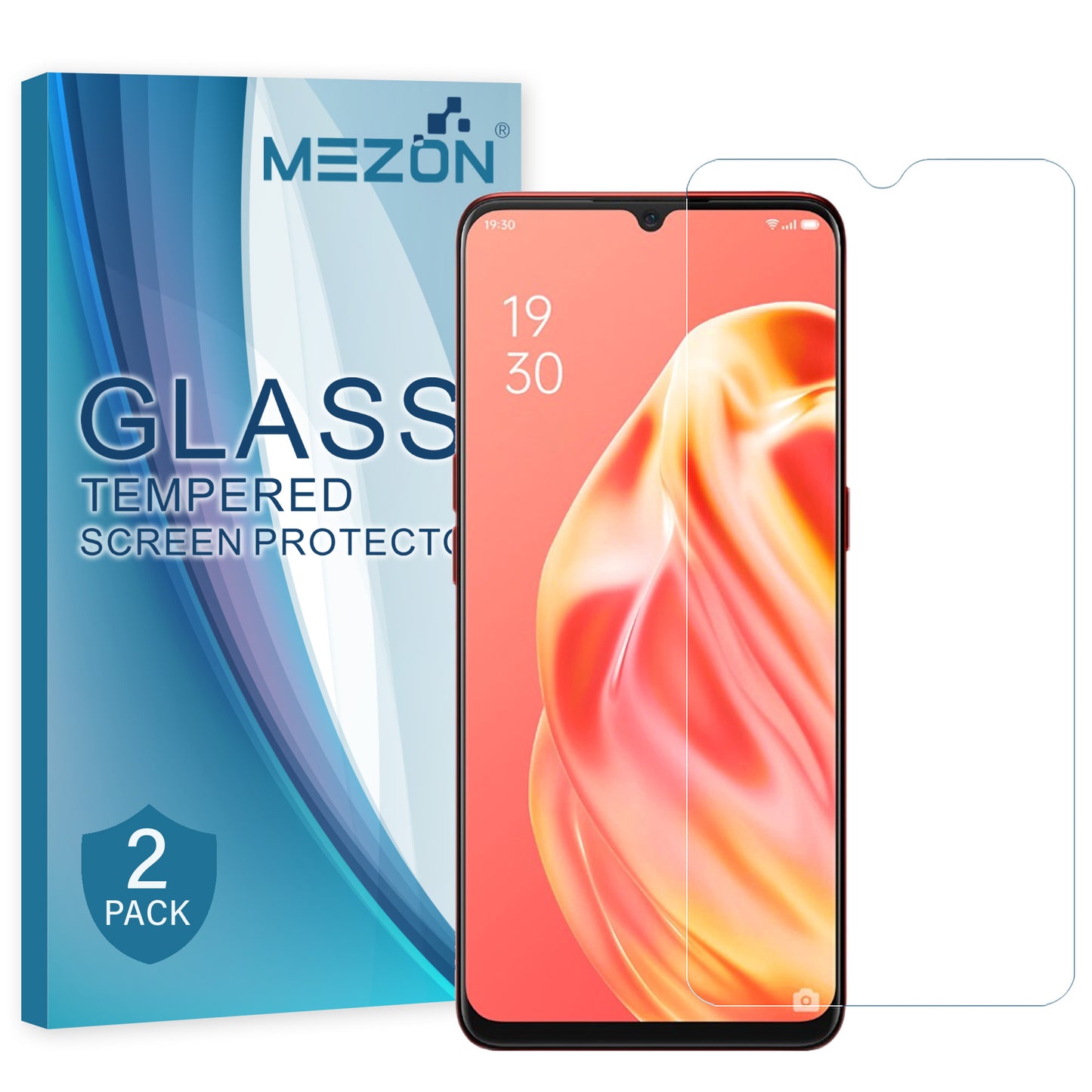 [2 Pack] MEZON Realme C21 Tempered Glass 9H HD Crystal Clear Premium Case Friendly Screen Protector (Realme C21, 9H)