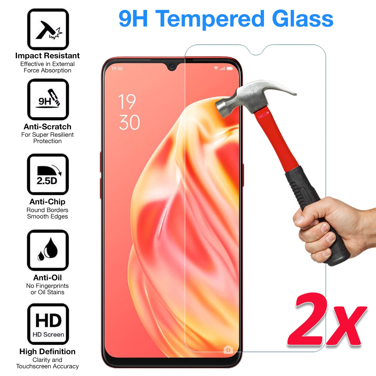 [2 Pack] MEZON Realme C12 Tempered Glass 9H HD Crystal Clear Premium Case Friendly Screen Protector (Realme C12, 9H)