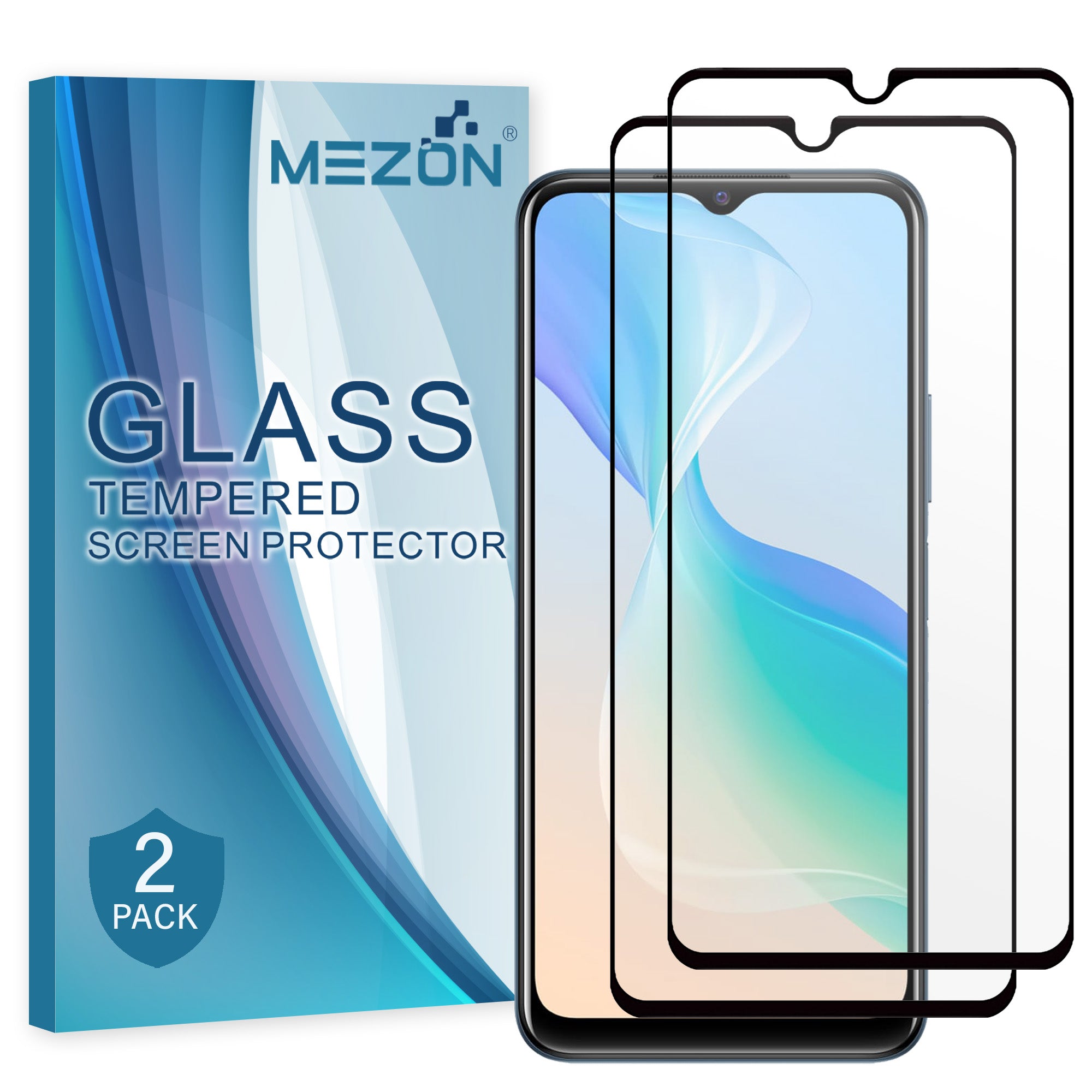 [2 Pack] MEZON Full Coverage Realme C21 Tempered Glass 9H HD Screen Protector