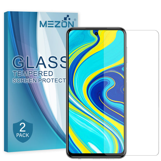 [2 Pack] MEZON Xiaomi Redmi Note 9S Tempered Glass 9H HD Crystal Clear Premium Case Friendly Screen Protector
