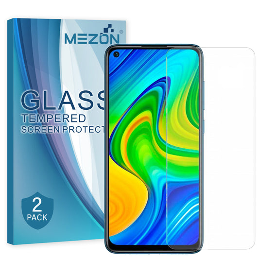 [2 Pack] MEZON Xiaomi Redmi Note 9 Tempered Glass 9H HD Crystal Clear Premium Case Friendly Screen Protector