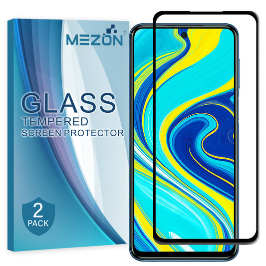 [2 Pack] MEZON Full Coverage Xiaomi Redmi Note 9 Pro Tempered Glass Crystal Clear Premium 9H HD Screen Protector