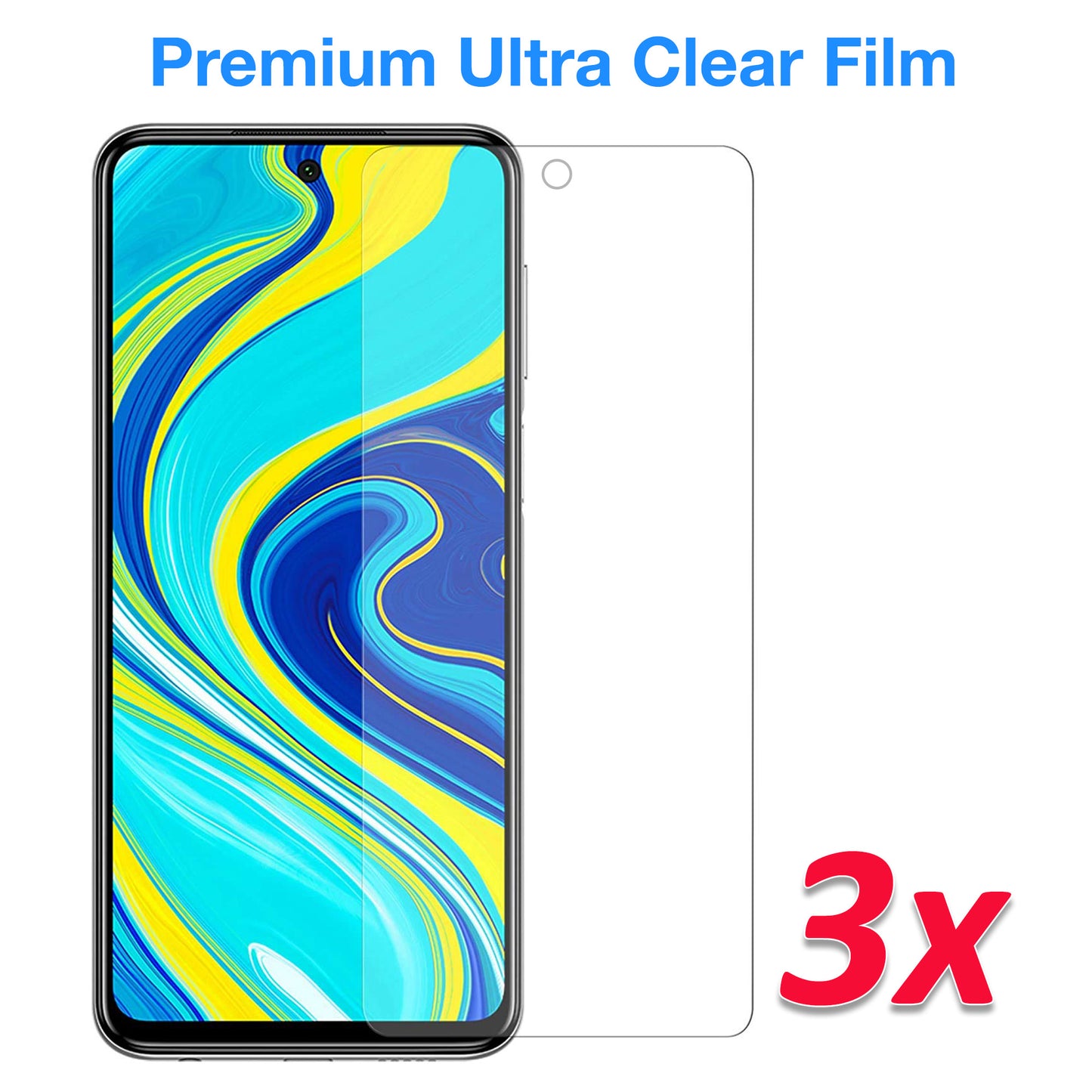 [3 Pack] MEZON Xiaomi Redmi Note 9 Pro Ultra Clear Screen Protector Case Friendly Film (Redmi Note 9 Pro, Clear)