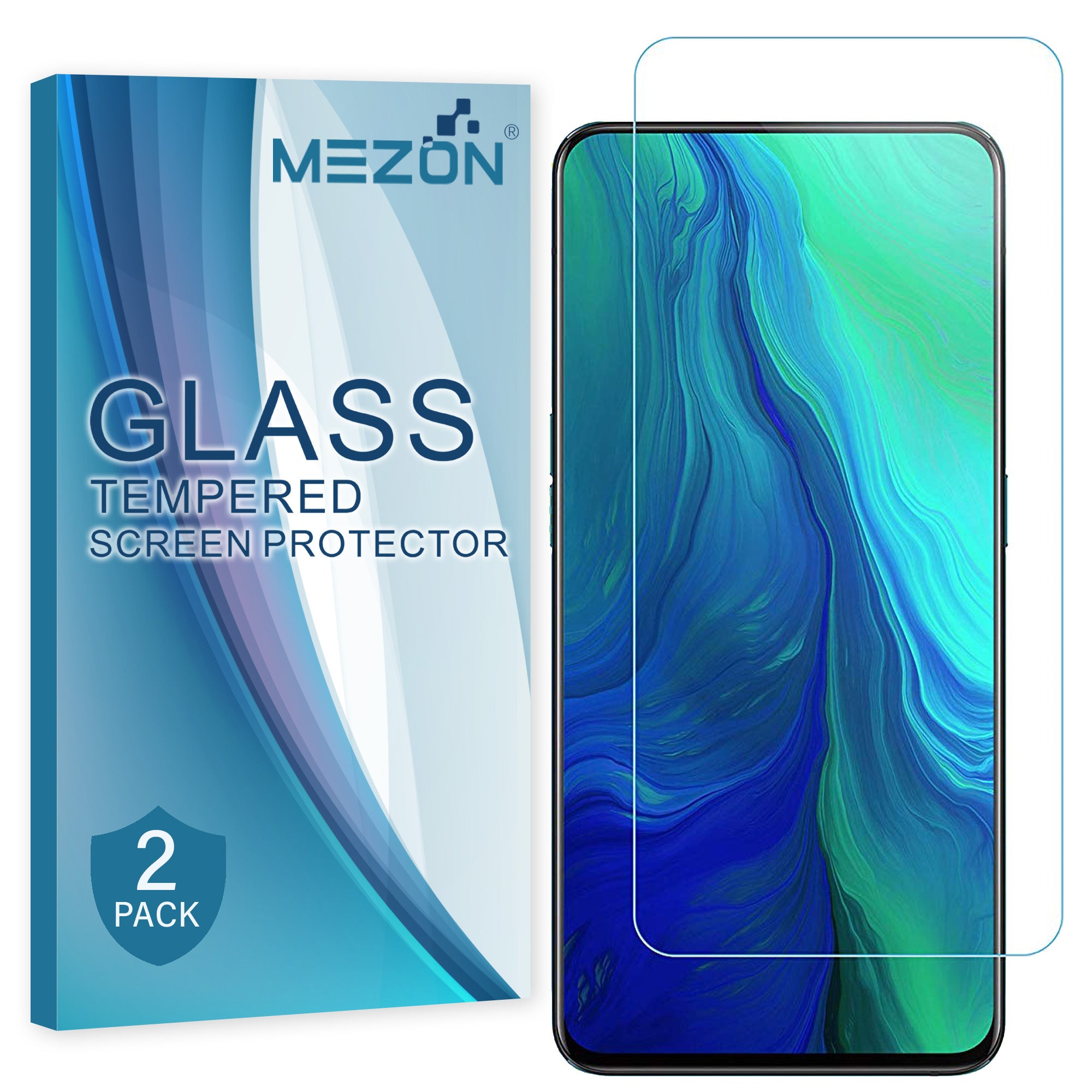 [2 Pack] MEZON OPPO Reno2 Z Case-Friendly 9H Tempered Glass