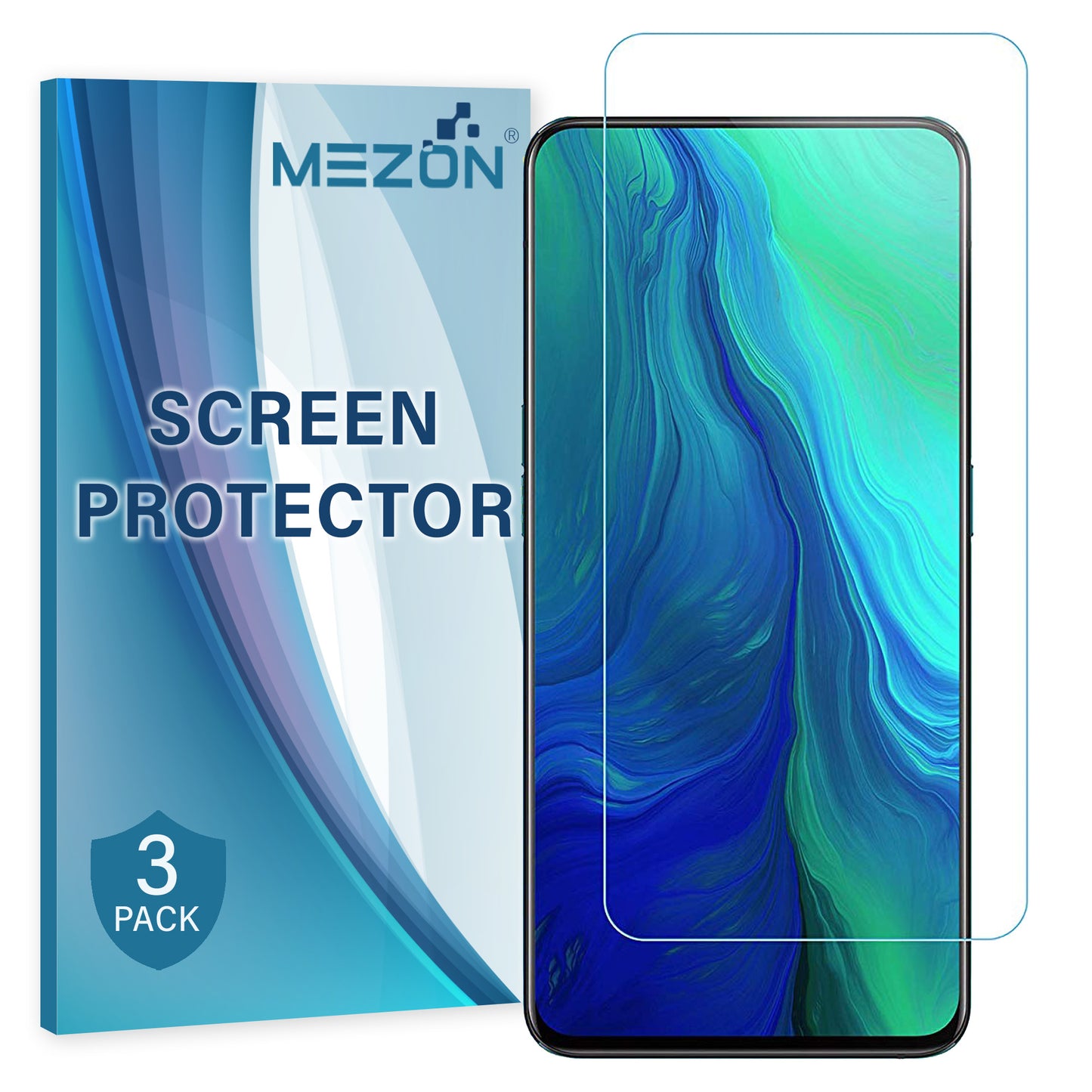 [3 Pack] MEZON OPPO Reno2 Z Ultra Clear Screen Protector Case Friendly Film (Reno2 Z, Clear)