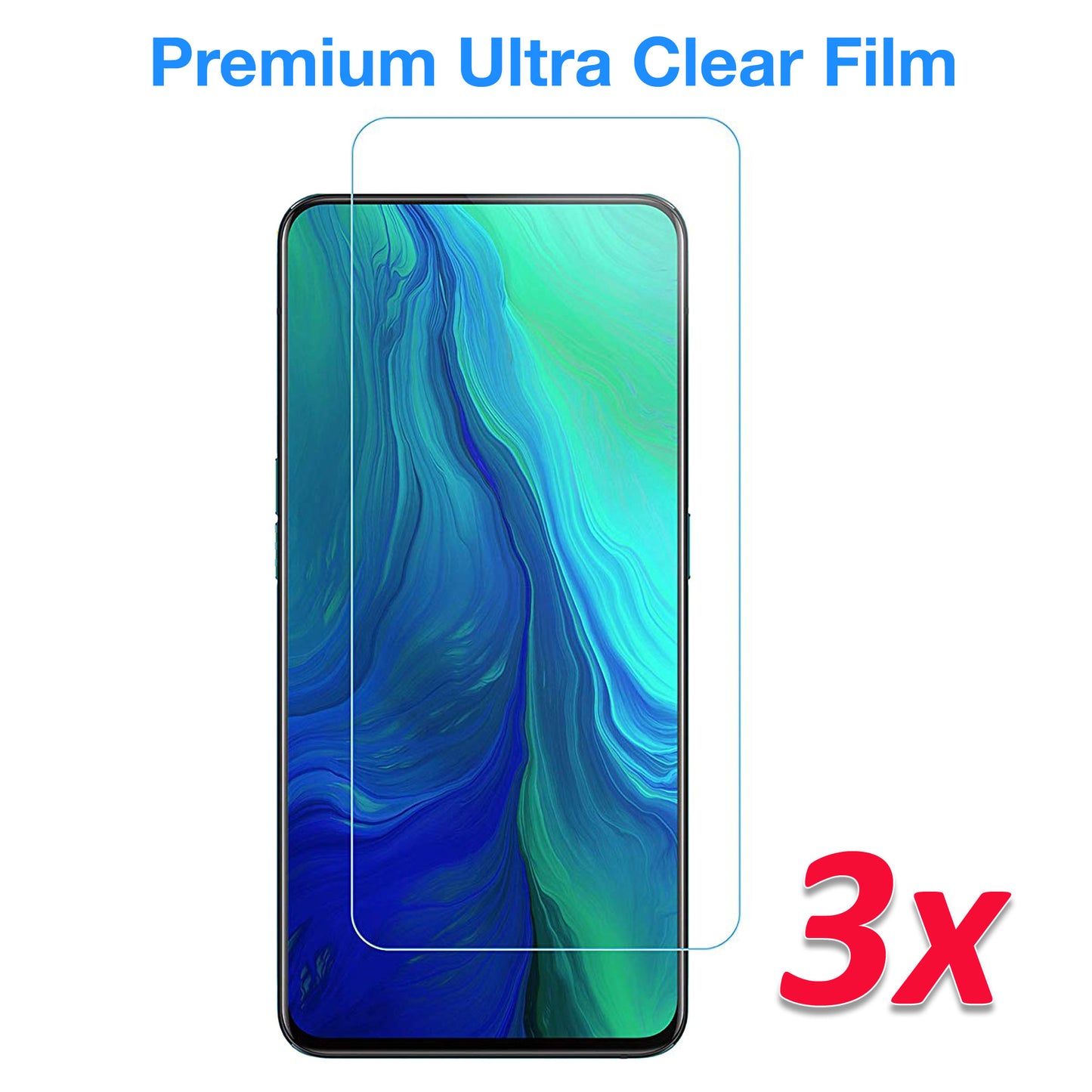 [3 Pack] MEZON OPPO Reno2 Z Ultra Clear Screen Protector Case Friendly Film (Reno2 Z, Clear)