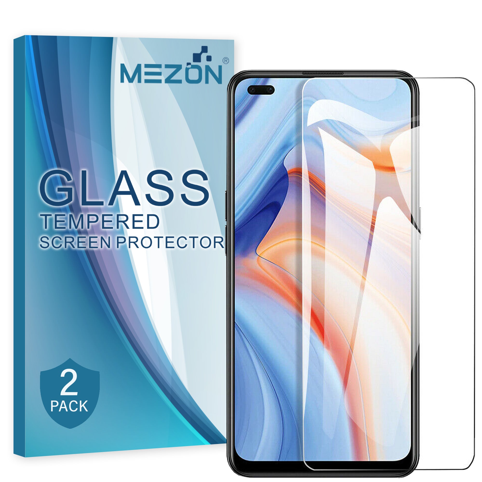 [2 Pack] MEZON OPPO Reno4 5G Case-Friendly 9H Tempered Glass