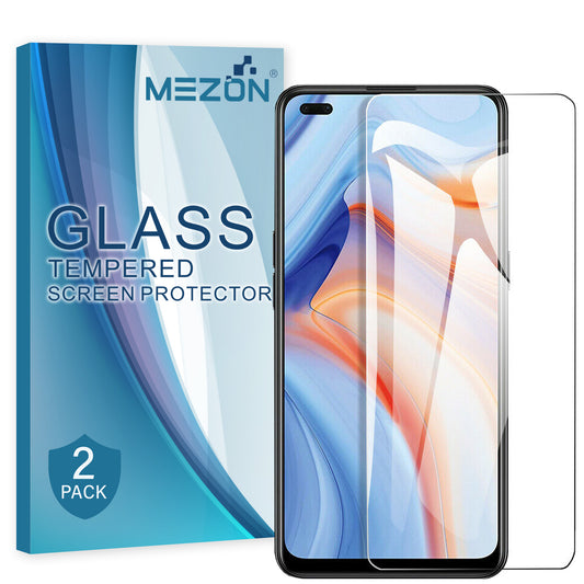 [2 Pack] MEZON OPPO Reno4 5G Tempered Glass 9H HD Crystal Clear Premium Case Friendly Screen Protector (Reno4 5G, 9H)