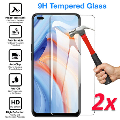 [2 Pack] MEZON OPPO Reno4 5G Tempered Glass 9H HD Crystal Clear Premium Case Friendly Screen Protector (Reno4 5G, 9H)