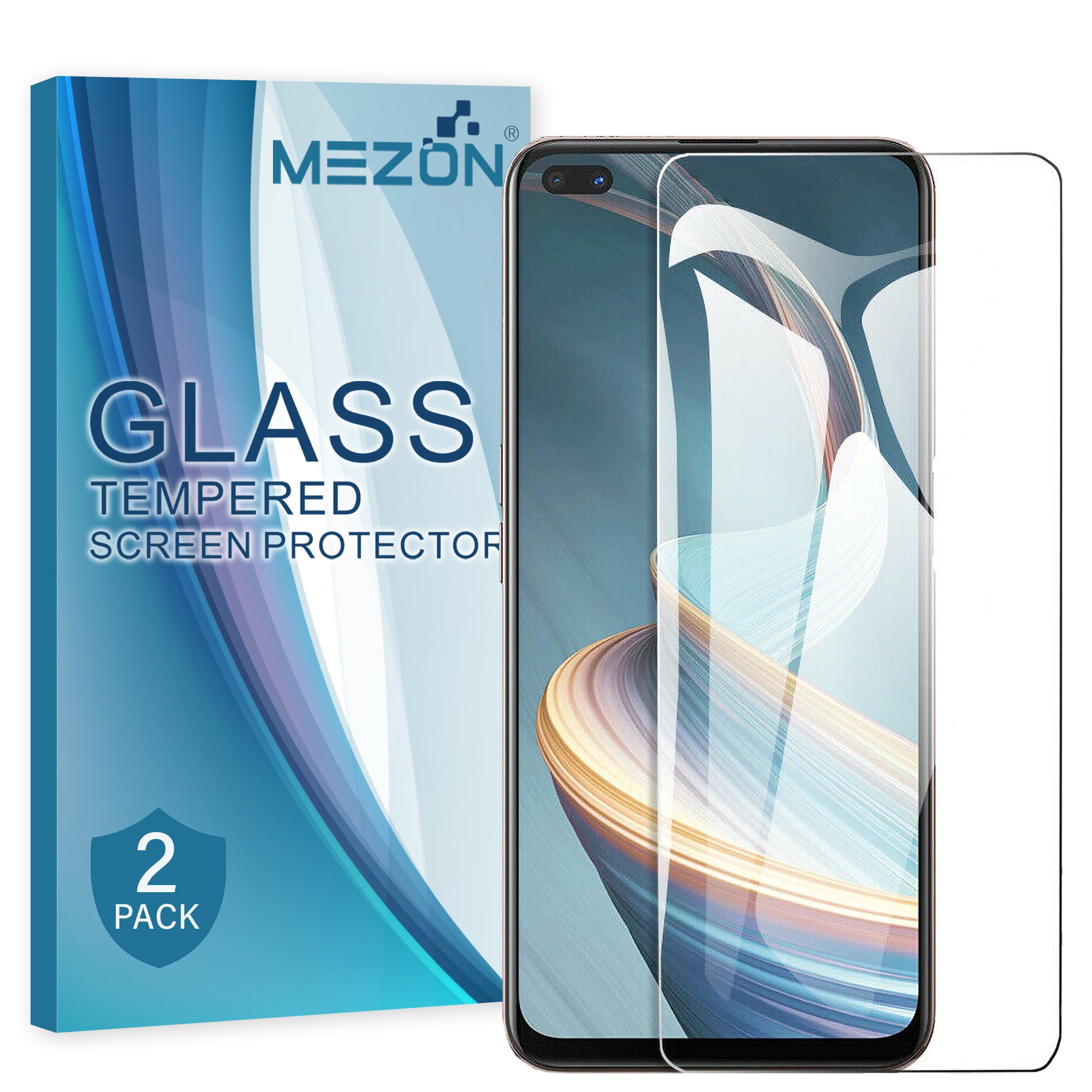 [2 Pack] MEZON OPPO Reno4 Z 5G Case-Friendly 9H Tempered Glass
