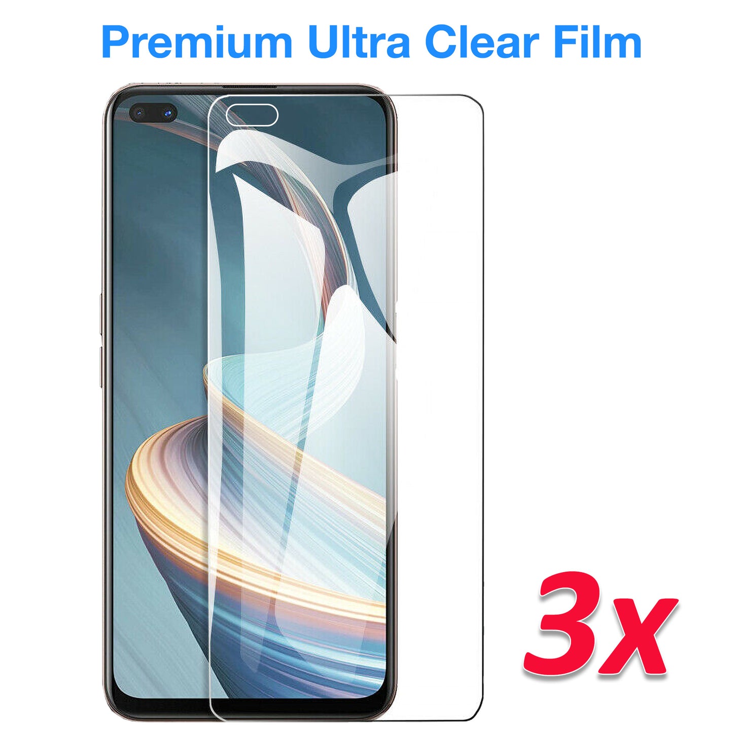 [3 Pack] MEZON OPPO Reno4 Z 5G Ultra Clear Screen Protector Case Friendly Film (Reno4 Z 5G, Clear)