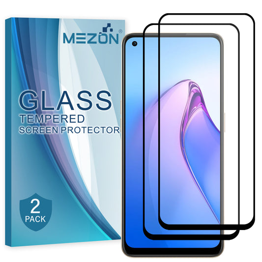 [2 Pack] MEZON Full Coverage Tempered Glass for OPPO Reno8 5G Crystal Clear Premium 9H HD Screen Protector