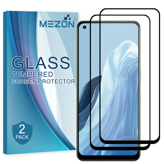 [2 Pack] MEZON Full Coverage Tempered Glass for OPPO Reno8 Lite 5G Crystal Clear Premium 9H HD Screen Protector