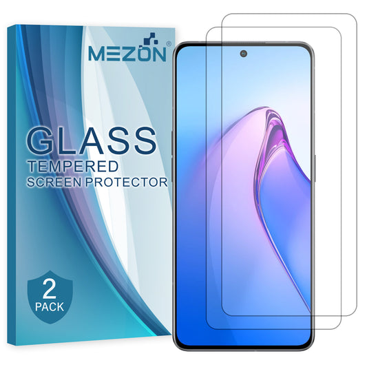 [2 Pack] MEZON Tempered Glass for OPPO Reno8 Pro 5G Crystal Clear Premium 9H HD Case Friendly Screen Protector