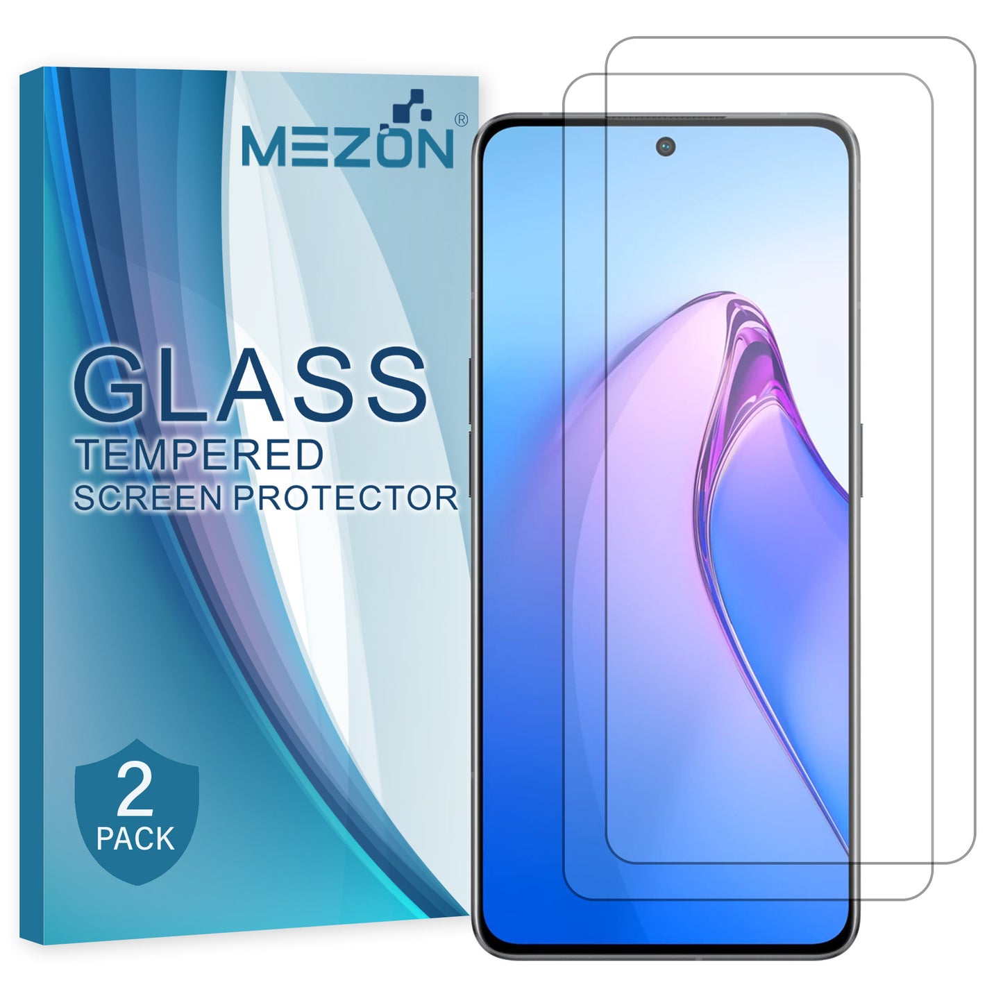 [2 Pack] MEZON Tempered Glass for OPPO Reno8 Pro 5G Crystal Clear Premium 9H HD Case Friendly Screen Protector