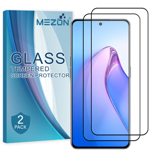 [2 Pack] MEZON Full Coverage Tempered Glass for OPPO Reno8 Pro 5G Crystal Clear Premium 9H HD Screen Protector