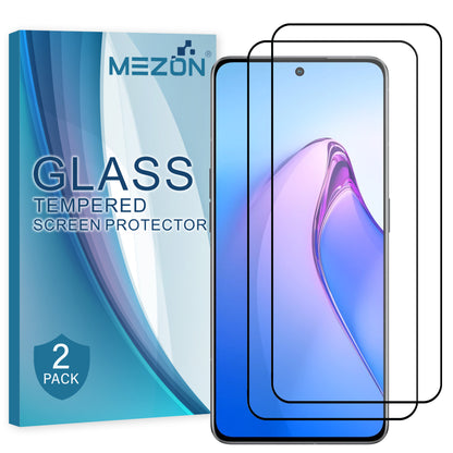 [2 Pack] MEZON Full Coverage Tempered Glass for OPPO Reno8 Pro 5G Crystal Clear Premium 9H HD Screen Protector