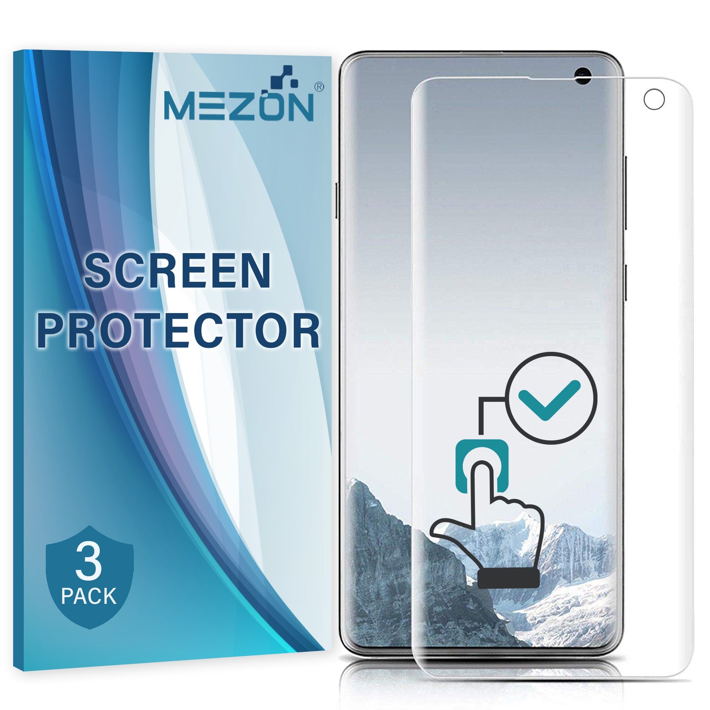 [3 Pack] MEZON Samsung Galaxy S10 Ultra Clear Edge-to-Edge Full Coverage Hydrogel Screen Protector Film