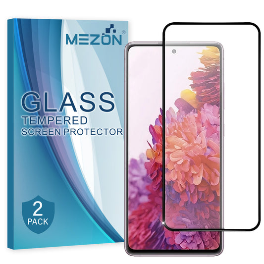 [2 Pack] MEZON Full Coverage Samsung Galaxy S20 FE Tempered Glass Crystal Clear Premium 9H HD Screen Protector (S20 FE, 9H Full)