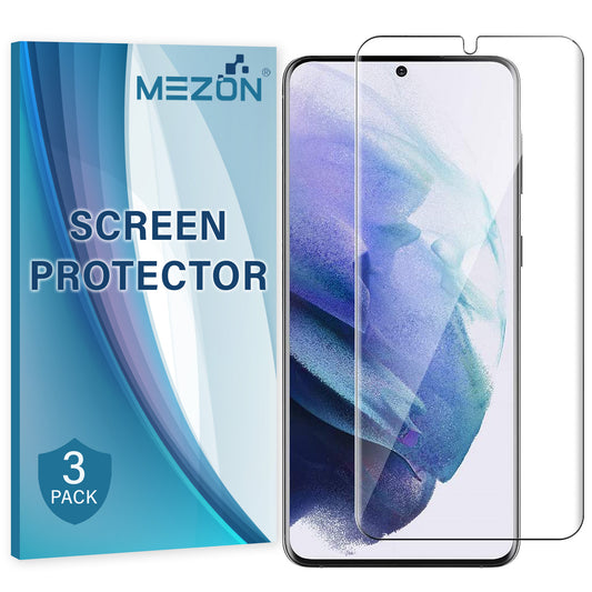 [3 Pack] MEZON Samsung Galaxy S21 5G Premium Clear Edge-to-Edge Full Coverage Screen Protector Film (Galaxy S21, Clear)