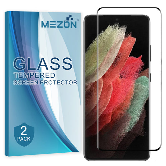 [2 Pack] MEZON Full Coverage Samsung Galaxy S21 Ultra 5G Tempered Glass Crystal Clear Premium 9H HD Screen Protector