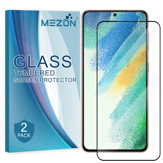 [2 Pack] MEZON Full Coverage Samsung Galaxy S21 FE 5G Tempered Glass Crystal Clear Premium 9H HD Screen Protector