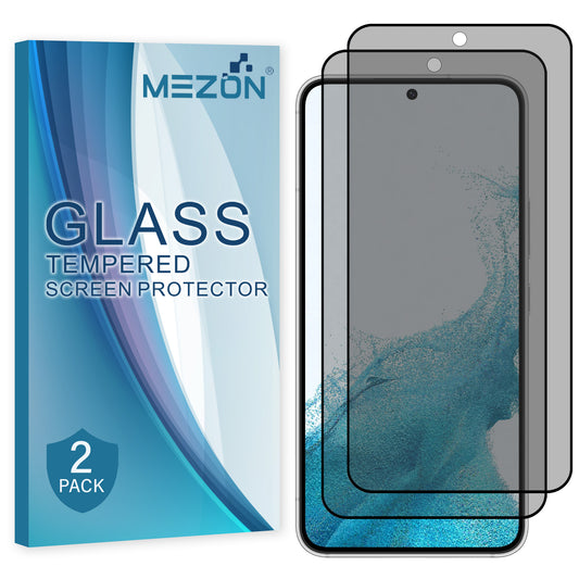 [2 Pack] MEZON Privacy Anti-Spy Full Coverage Samsung Galaxy S22 (6.1") Tempered Glass Premium 9H HD Screen Protectors