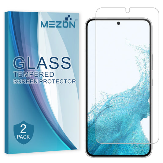 [2 Pack] MEZON Samsung Galaxy S22 5G Tempered Glass Crystal Clear Premium 9H HD Case Friendly Screen Protector (S22 5G, 9H)