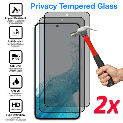 [2 Pack] MEZON Privacy Anti-Spy Full Coverage Samsung Galaxy S22 (6.1") Tempered Glass Premium 9H HD Screen Protectors