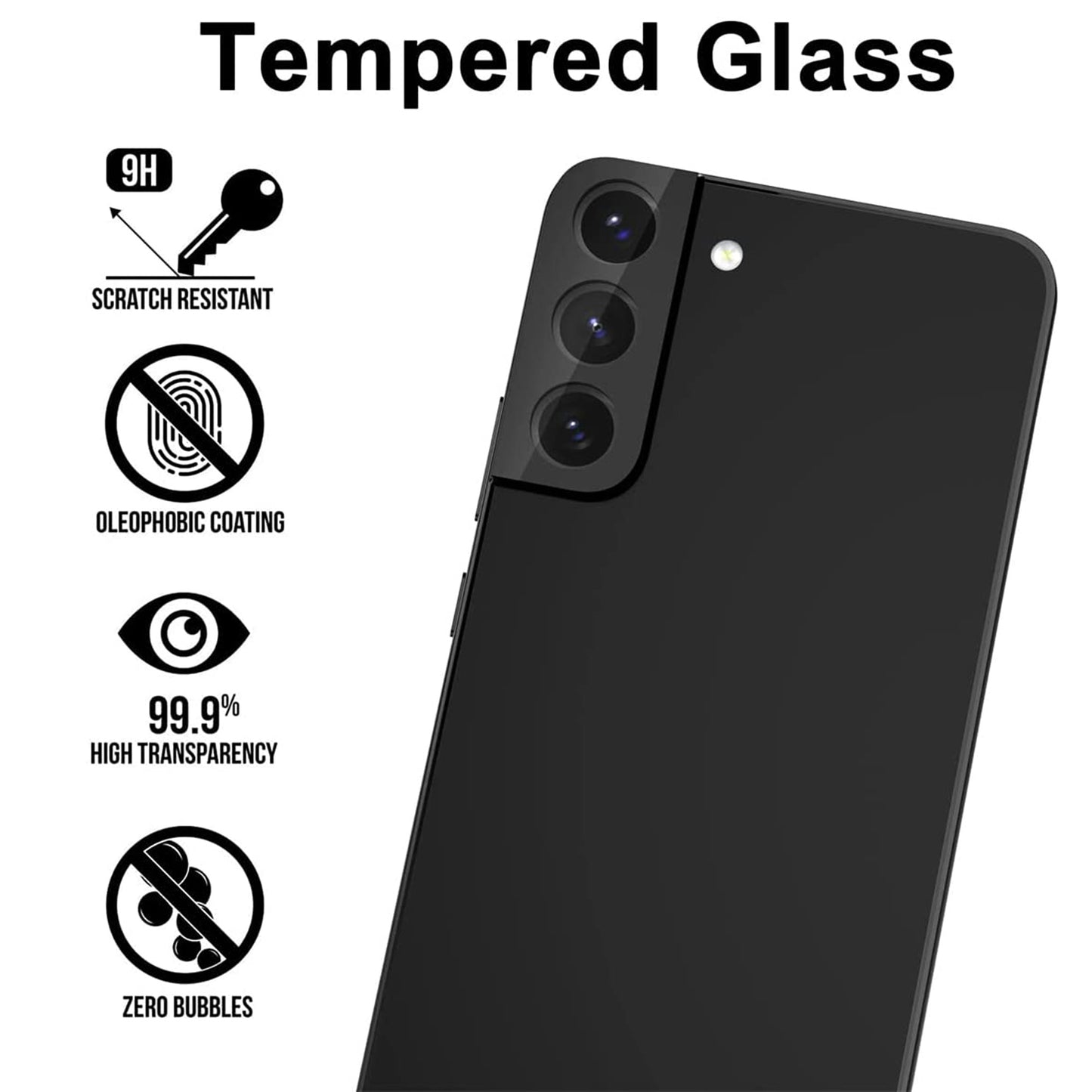 [2 Pack] MEZON Samsung Galaxy S22 5G Premium Full Coverage Camera Lens Tempered Glass – New Version, Black (S22, Lens HD)