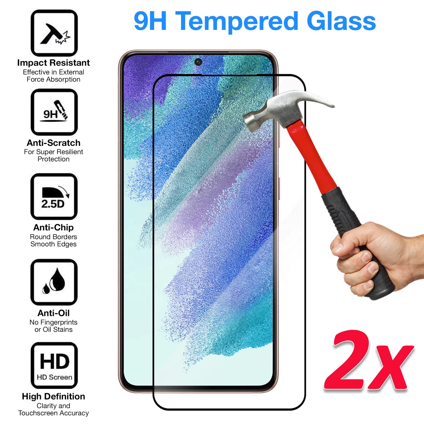 [2 Pack] MEZON Full Coverage Samsung Galaxy S22+ 5G Tempered Glass Crystal Clear Premium 9H HD Screen Protector (S22+, 9H Full)