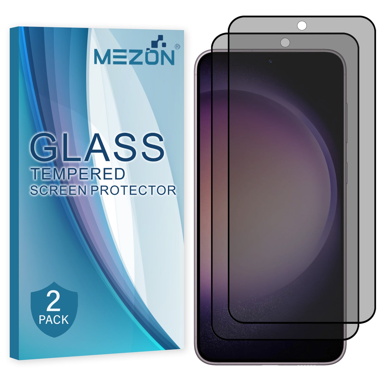 [2 Pack] MEZON Privacy Anti-Spy Full Coverage Samsung Galaxy S23+ (6.6") Tempered Glass Premium 9H HD Screen Protectors