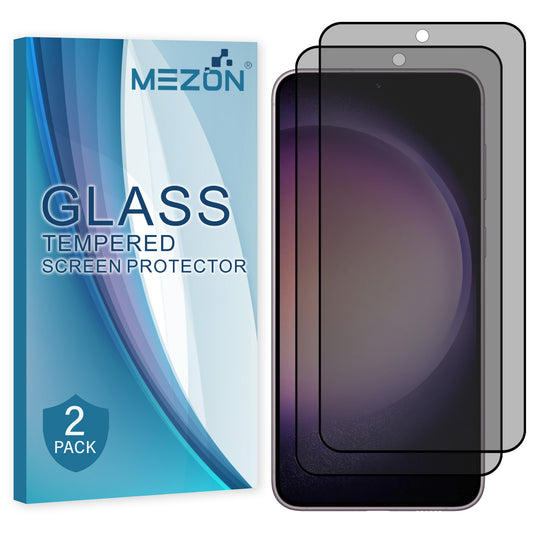 [2 Pack] MEZON Privacy Anti-Spy Full Coverage Samsung Galaxy S23+ (6.6") Tempered Glass Premium 9H HD Screen Protectors