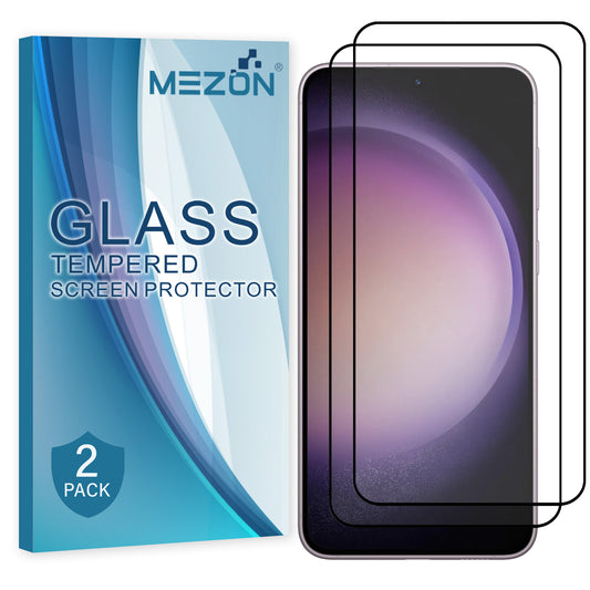 [2 Pack] MEZON Full Coverage Samsung Galaxy S23+ (6.6") Crystal Clear Premium 9H HD Tempered Glass