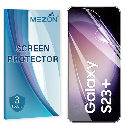 [3 Pack] MEZON Samsung Galaxy S23+ (6.6") Premium Hydrogel Clear Full Coverage Screen Protector Film – Fingerprint Sensor